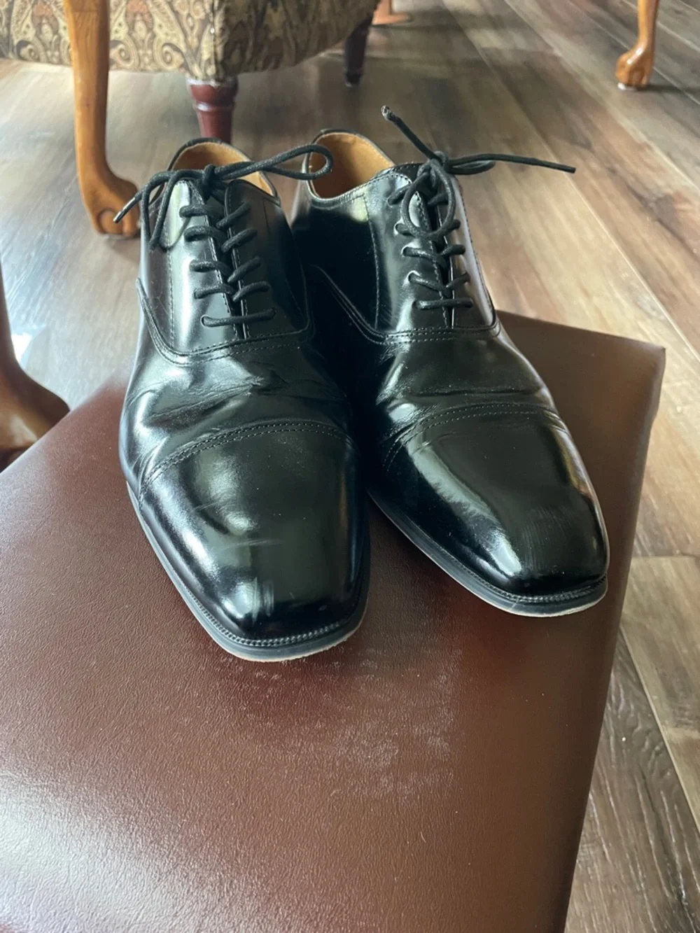 Florsheim Black Smooth Leather Cap Toe Oxford Shoes 9D